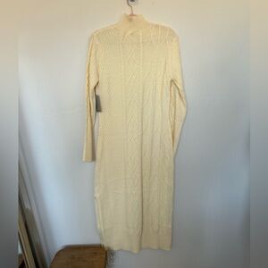 NWT Cream Knit Sweater Midi Dress